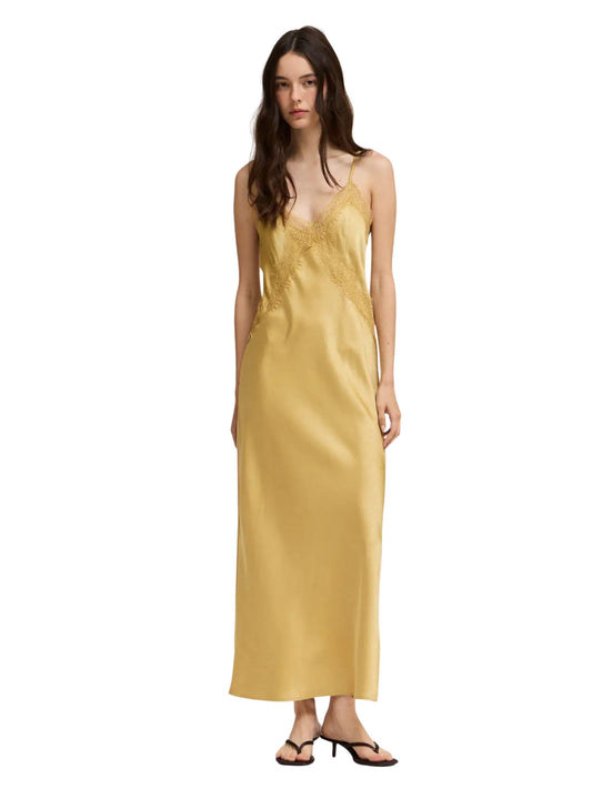 Daffodil Lace Detailed Maxi Satin Dress
