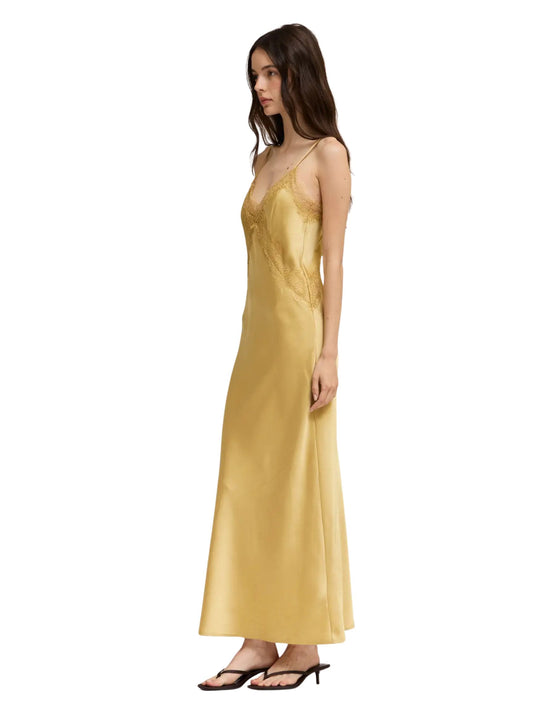 Daffodil Lace Detailed Maxi Satin Dress