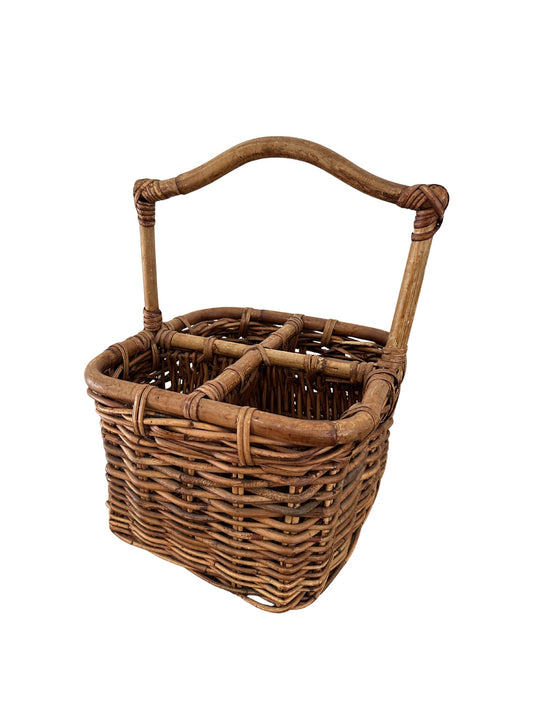 Vintage Wicker Bottle Basket Caddy - Pick Up Only
