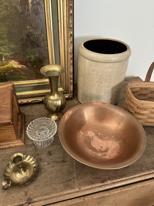 Vintage Copper Footed Bowl