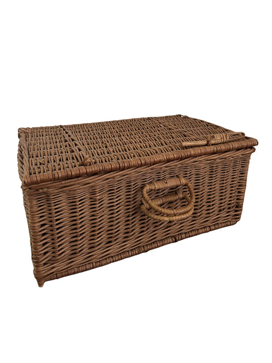 Vintage Wicker Storage Trunk Basket with Lid - Pick Up Only