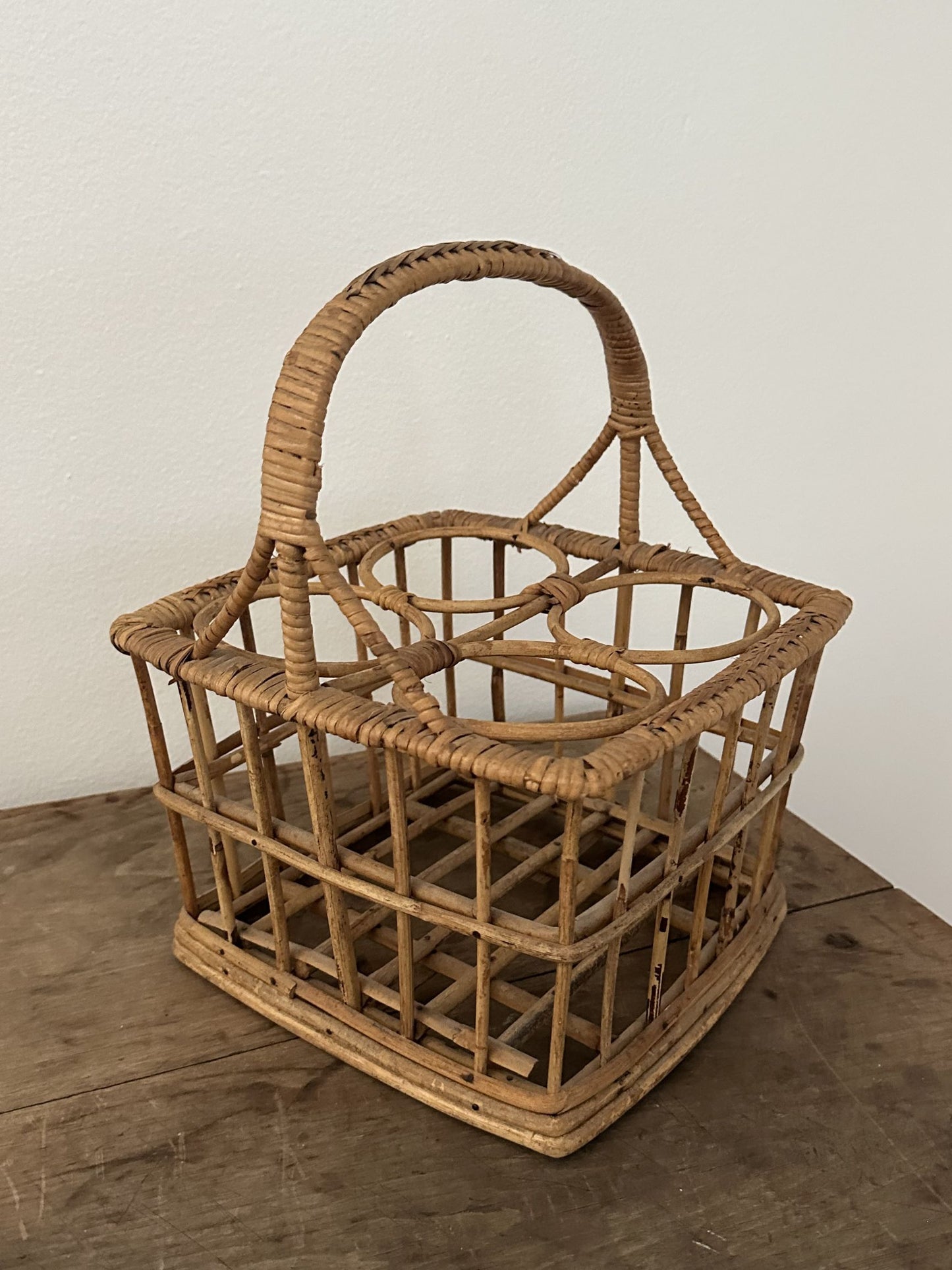 Vintage Rattan Wine Caddy - Pick Up Only