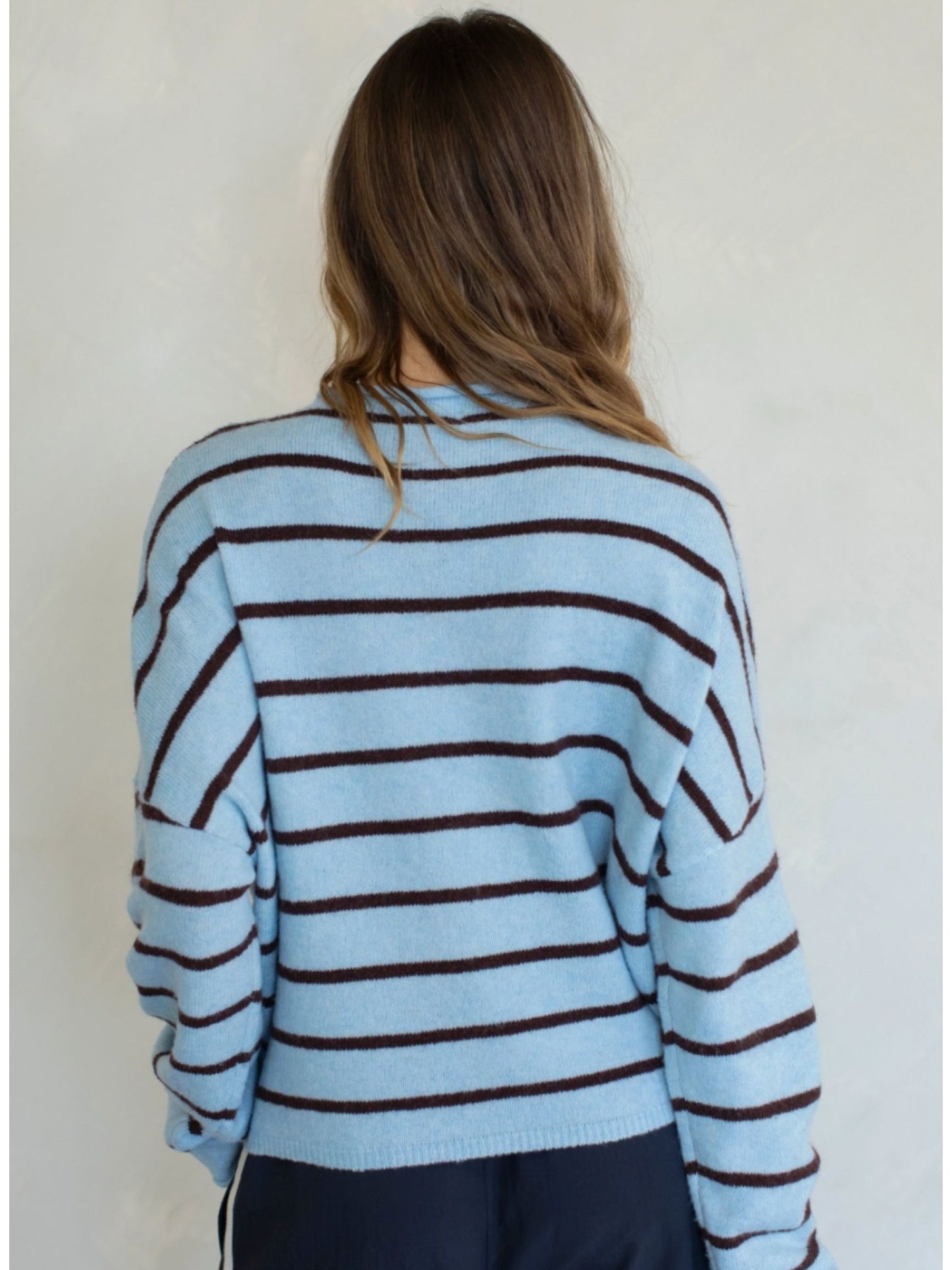 Piper Cardigan - Blue / Brown Stripe