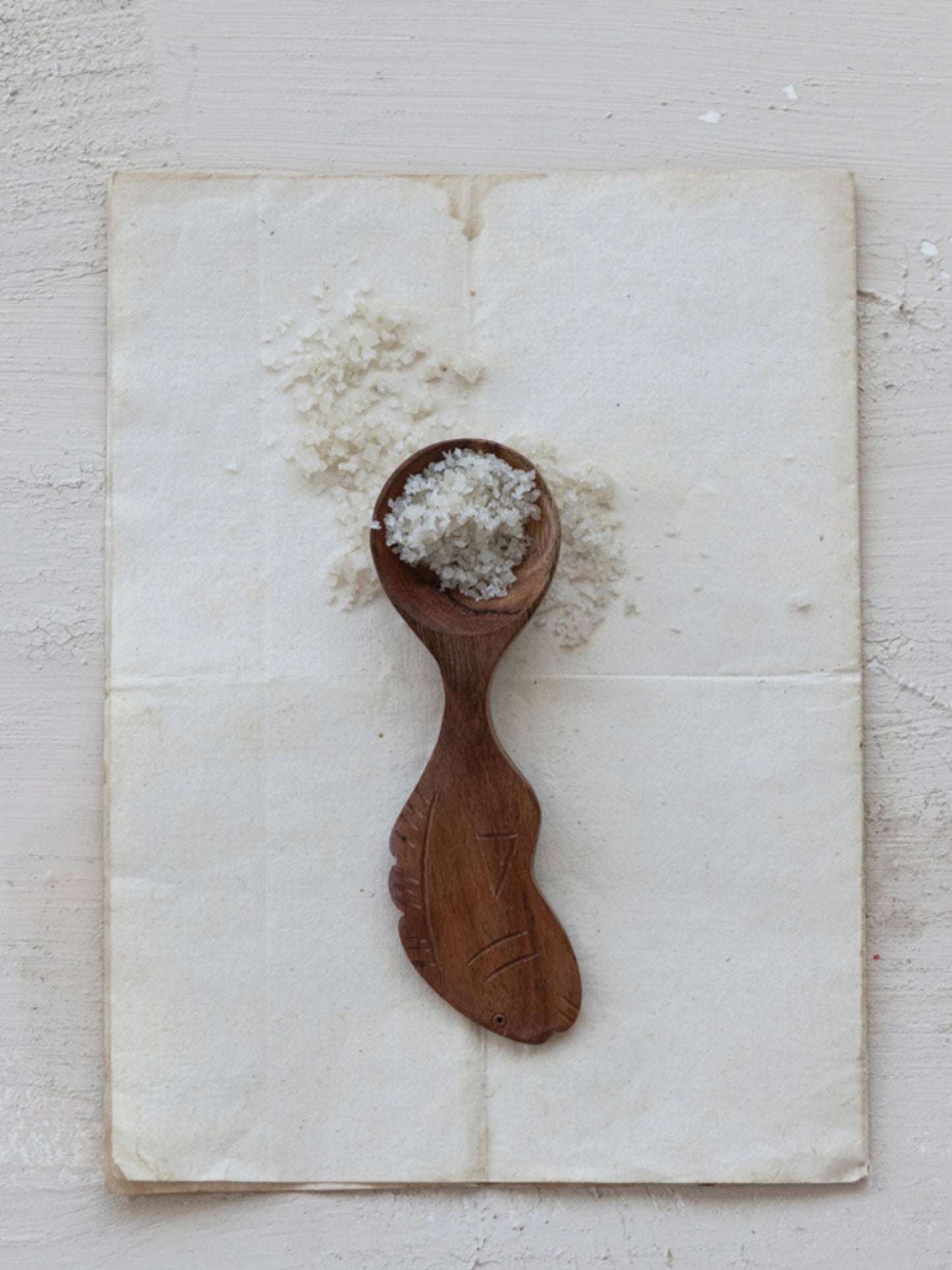 Carved Mango Wood Spoon with Fish Shaped Handle