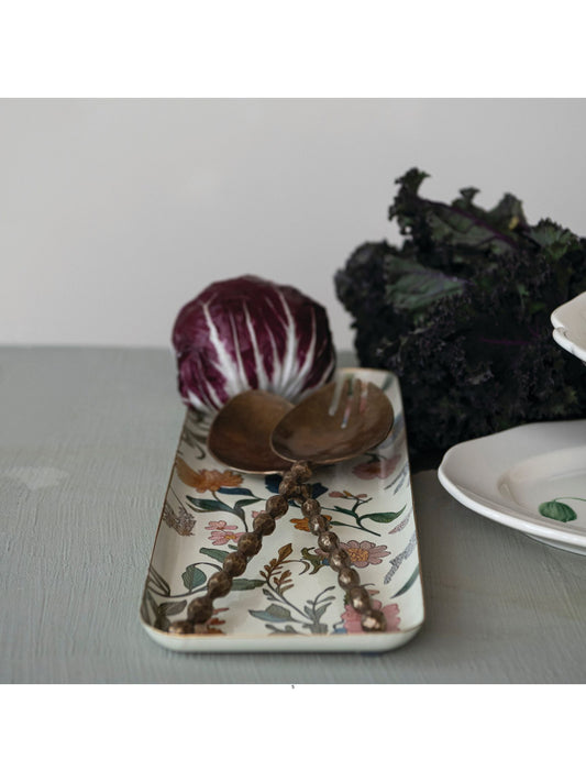 Metal Tray w/ Floral Pattern