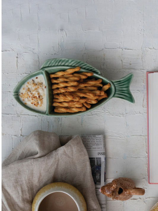 Stoneware Fish Shaped Divided Dish