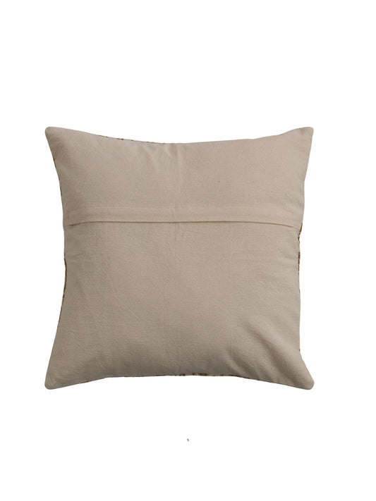 18" Square Cotton Pillow w/ Kantha Stitch & Floral Pattern