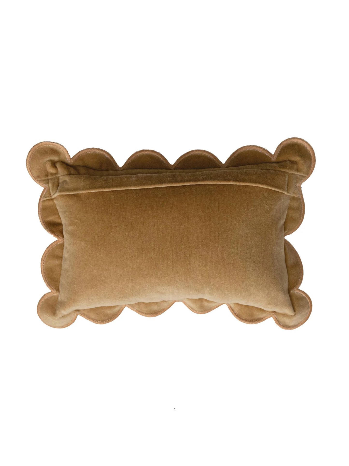 Cotton Velvet Lumbar Pillow w/ Scalloped Flange