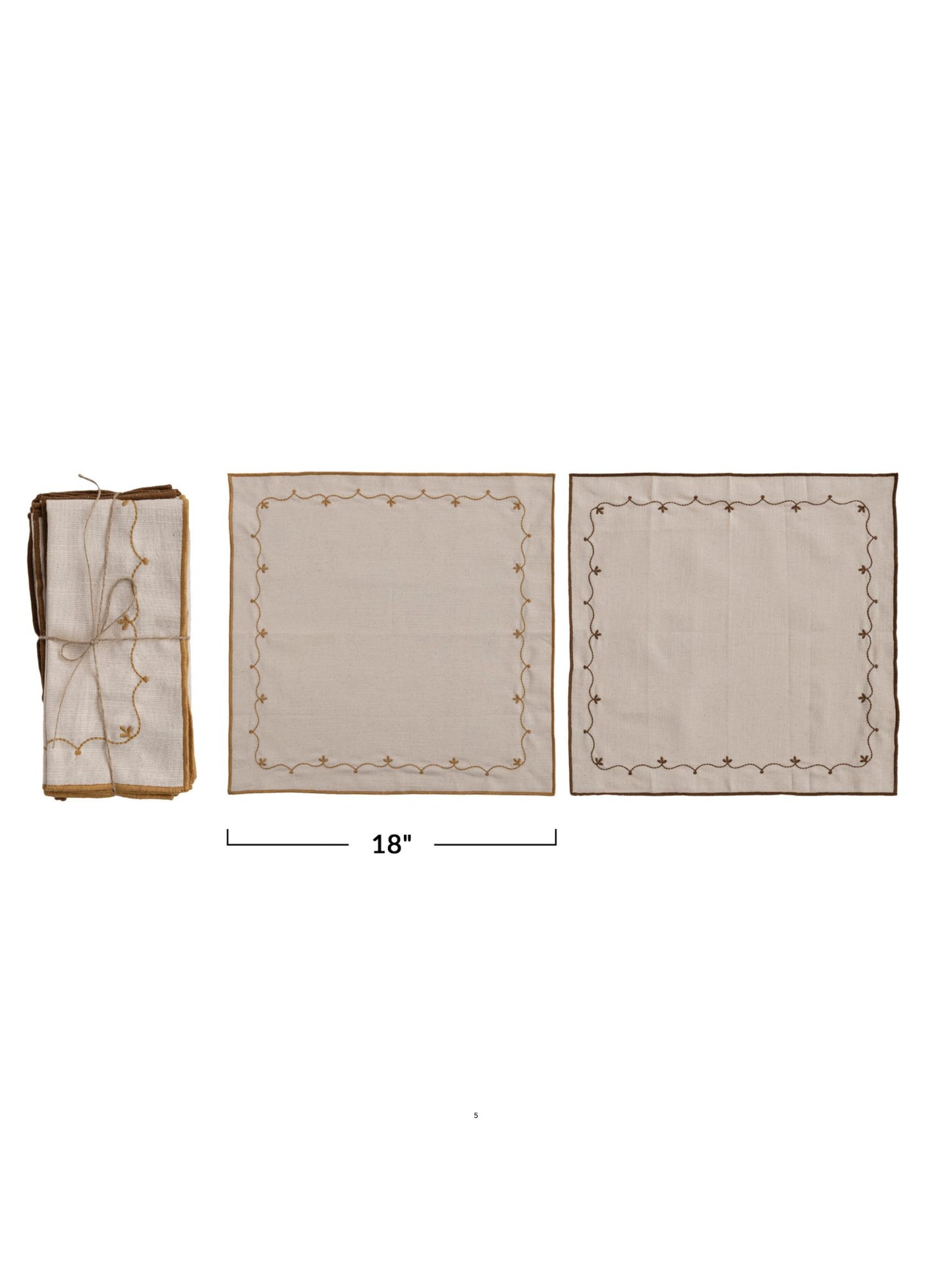 Cotton Napkins w/ Floral Embroidery - Set of 4