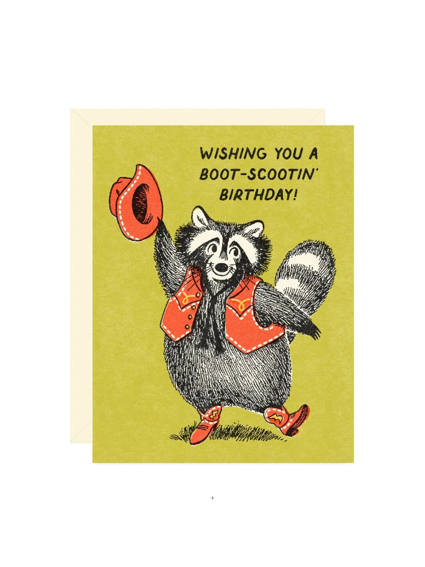 Raccoon Boot Scootin' Birthday Greeting Card