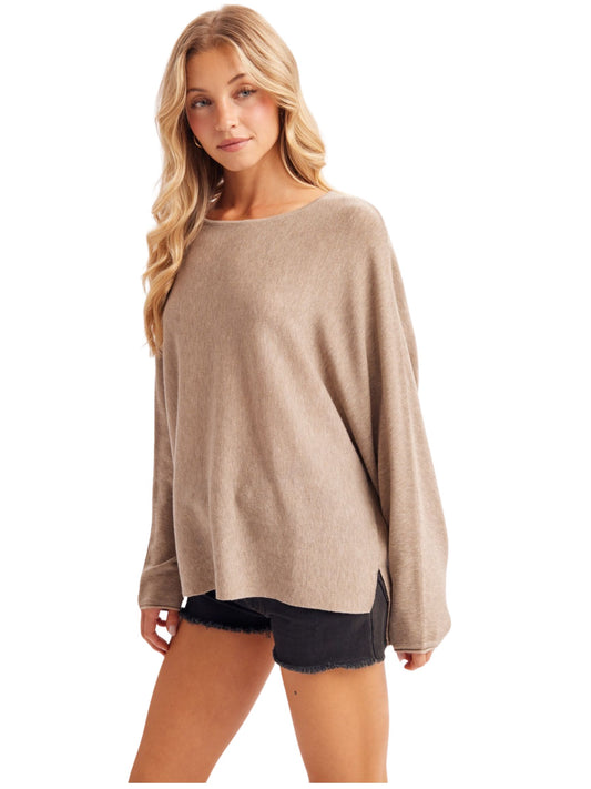 Oversized Batwing Pullover Knit Sweater