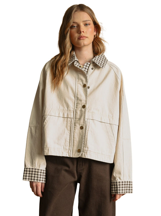 Gingham Collared Twill Jacket