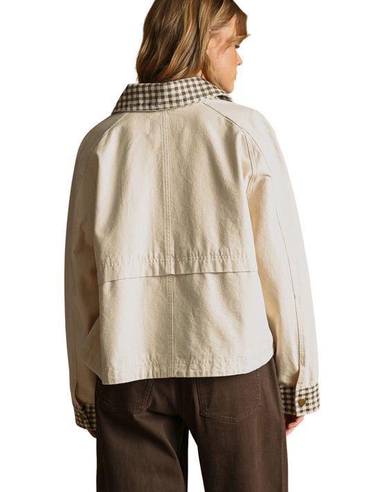 Gingham Collared Twill Jacket