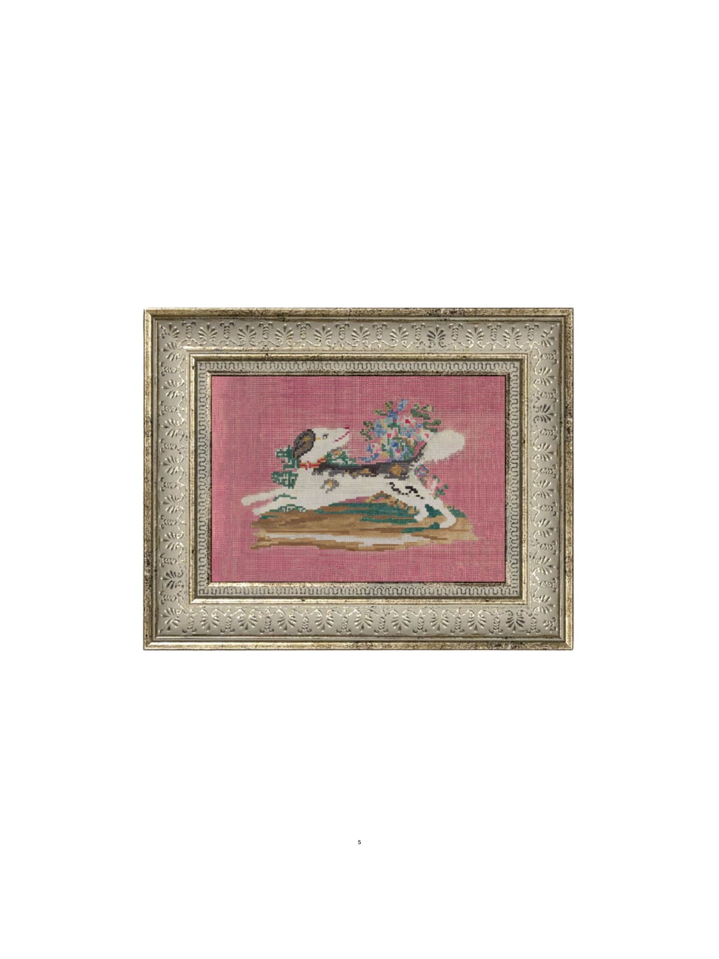 Embroidered Pup Framed Picture
