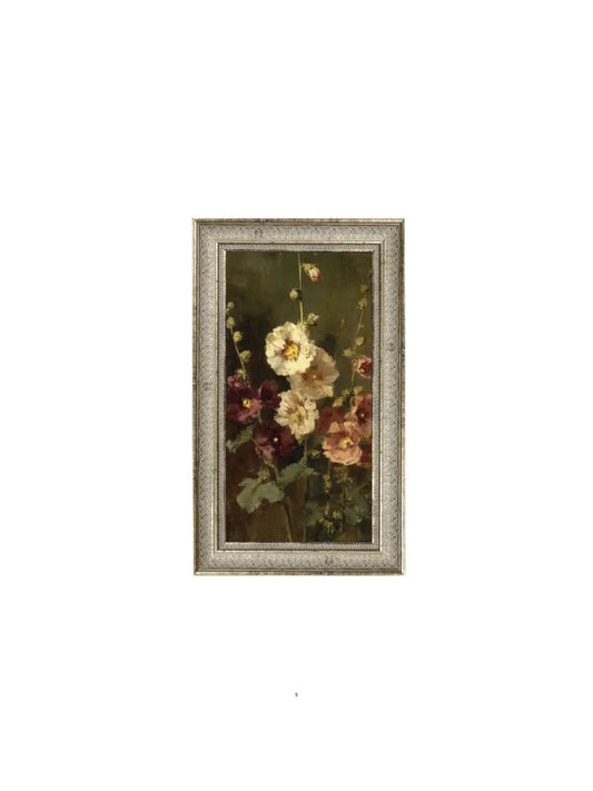 Late Summer Hollyhocks Framed Picture