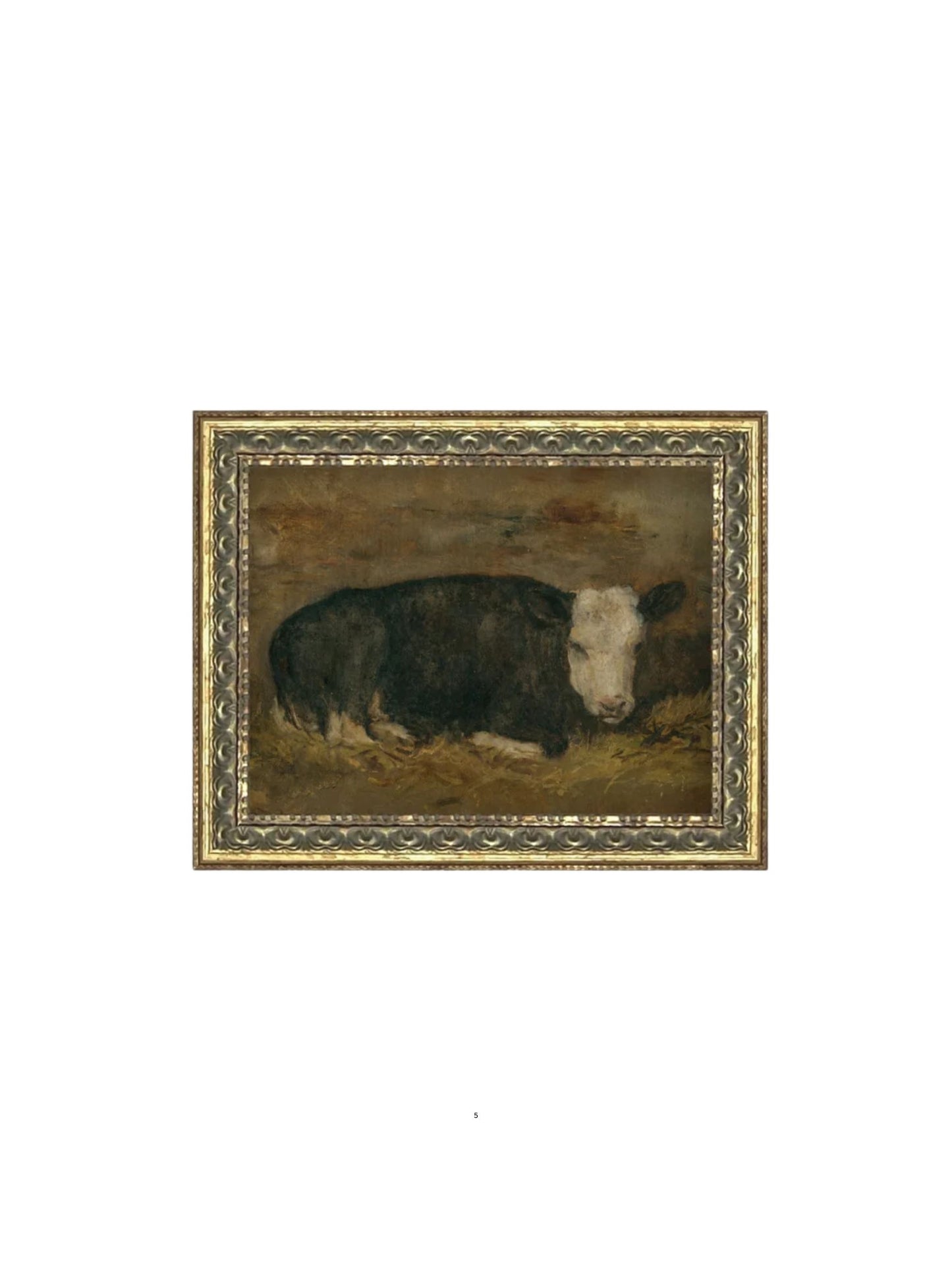 Lying Cow in Shed Framed Picture
