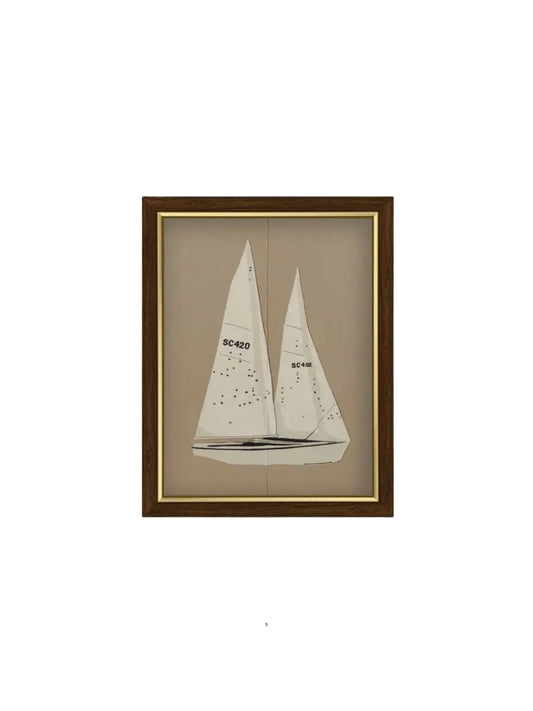 Sailboat Illustration Framed Picture
