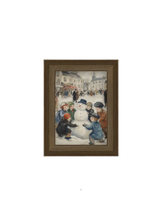 Snowman In The Square Framed Picture