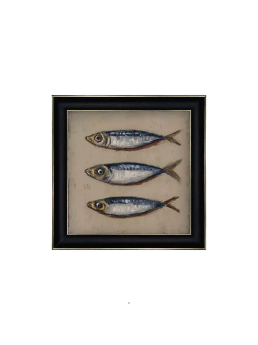 Three Blue Fish Framed Picture