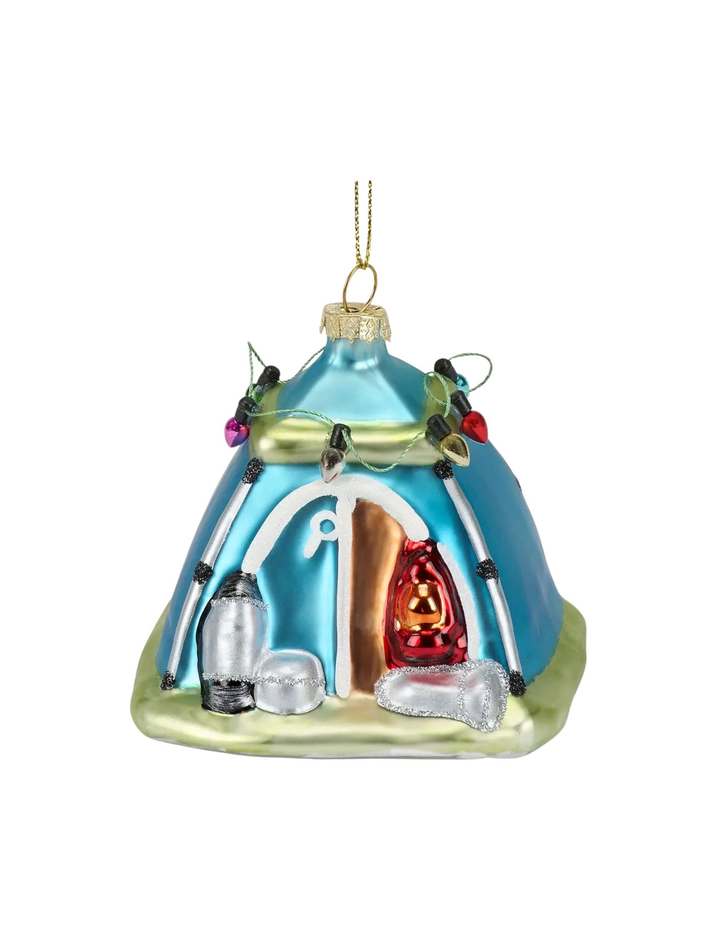 Camping Tent Glass Ornament