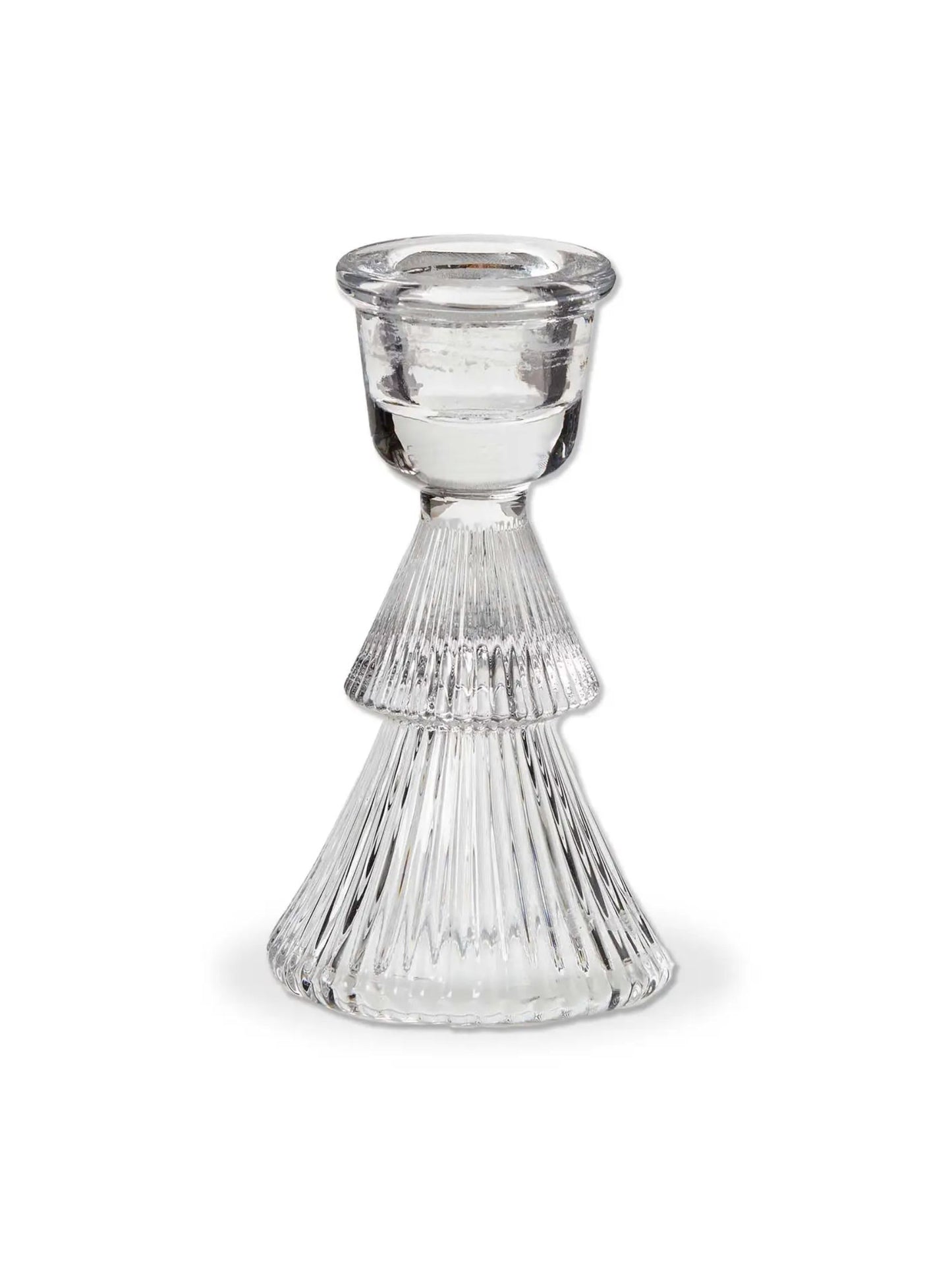 Glass Ribbed Tree Taper Holder - Small