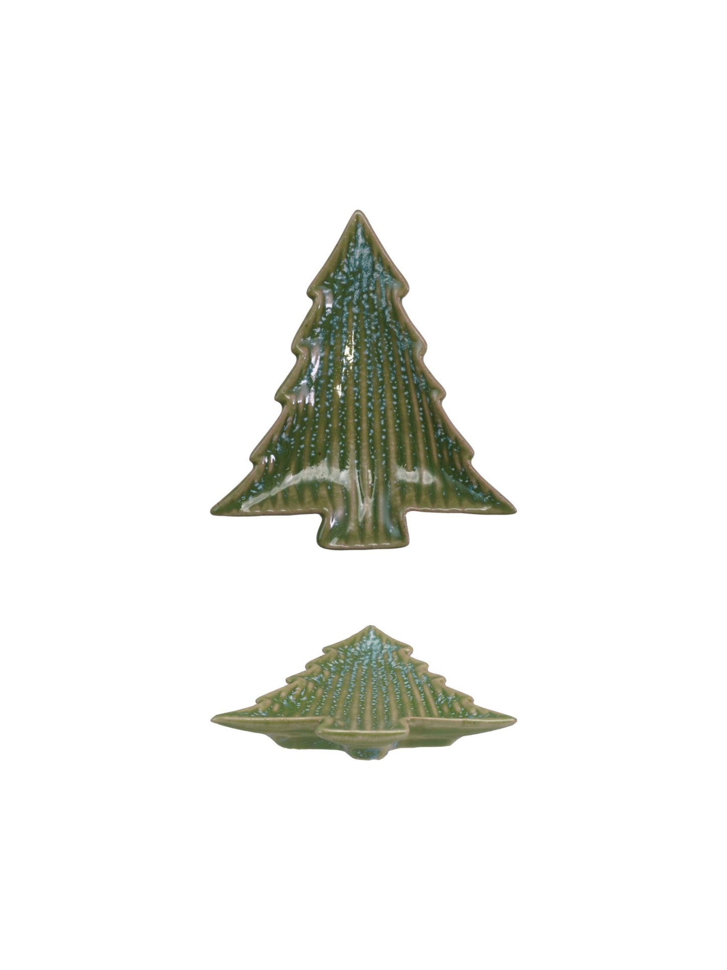 Stoneware Ribbed Tree Shaped Plate