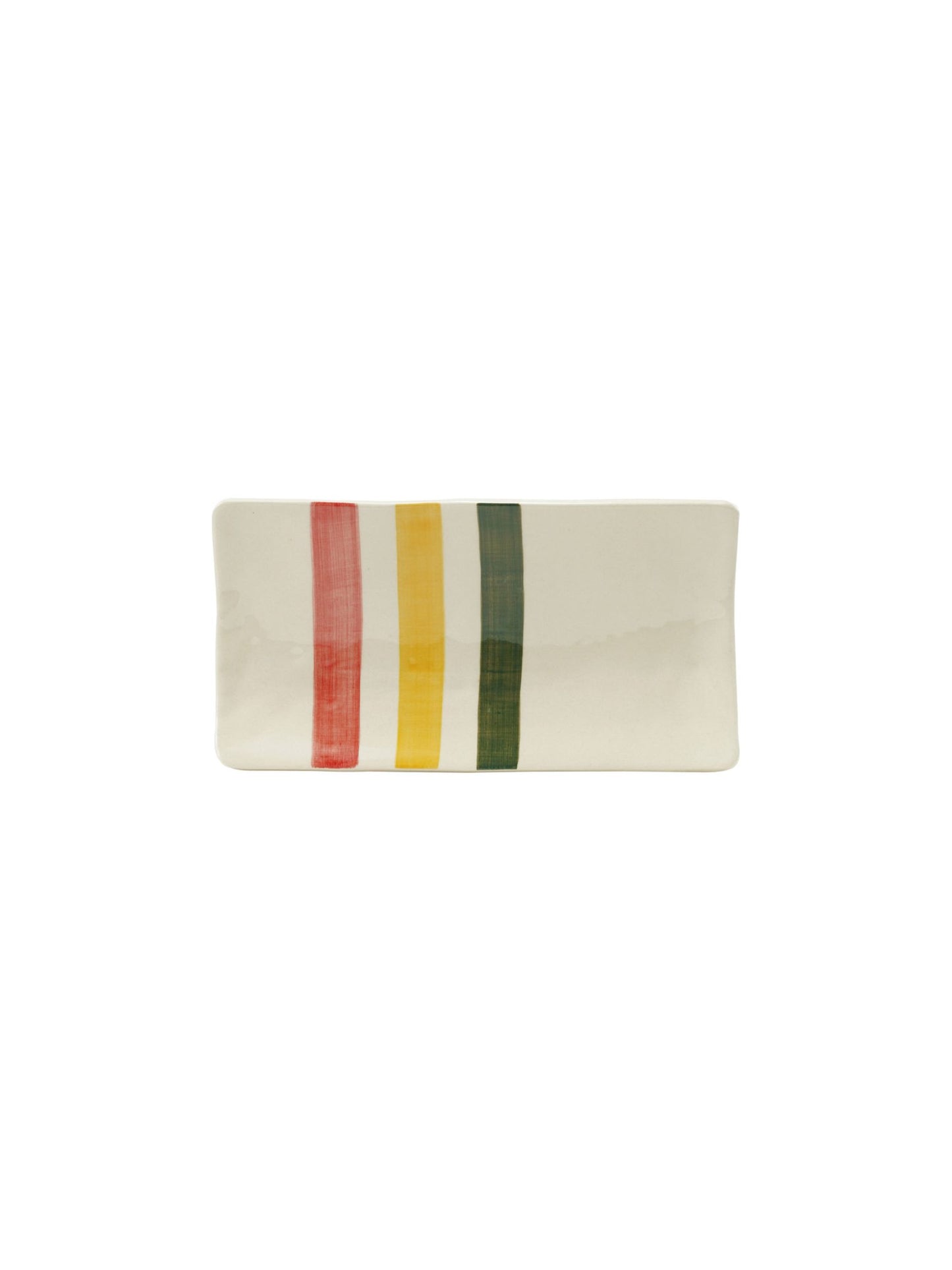 Hand-Painted Stoneware Platter with Stripes