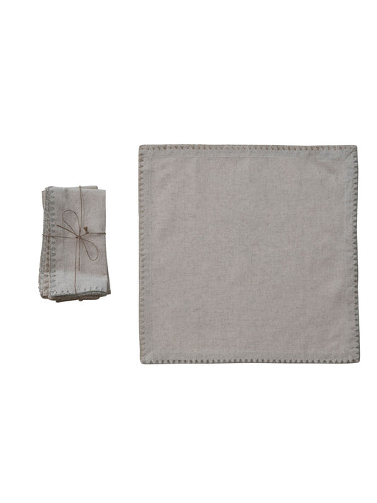 Cotton & Linen Napkins w/ Metallic Silver & Gold Thread - Set of 4