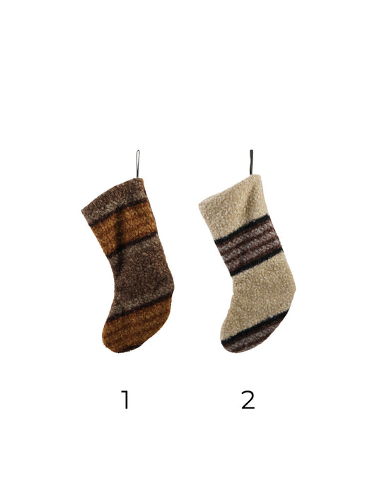 Fabric Faux Sherpa Stocking with Stripes