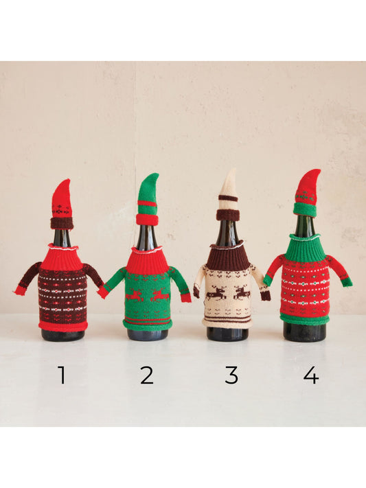 Knit Fabric Hat & Sweater Bottle Topper