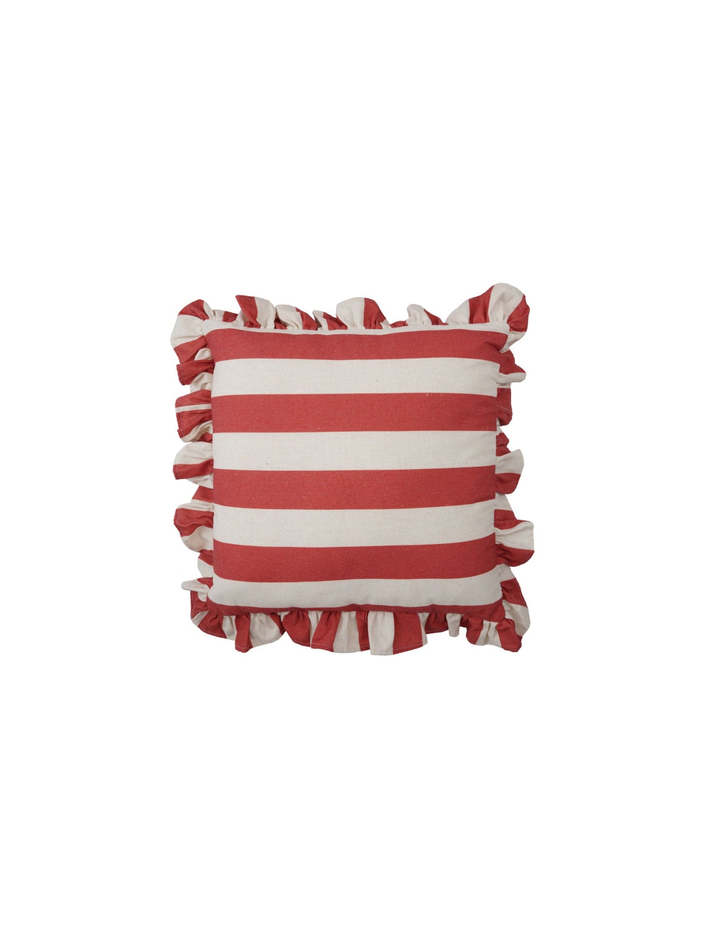 18" Square Fabric Striped Pillow w/ Ruffle