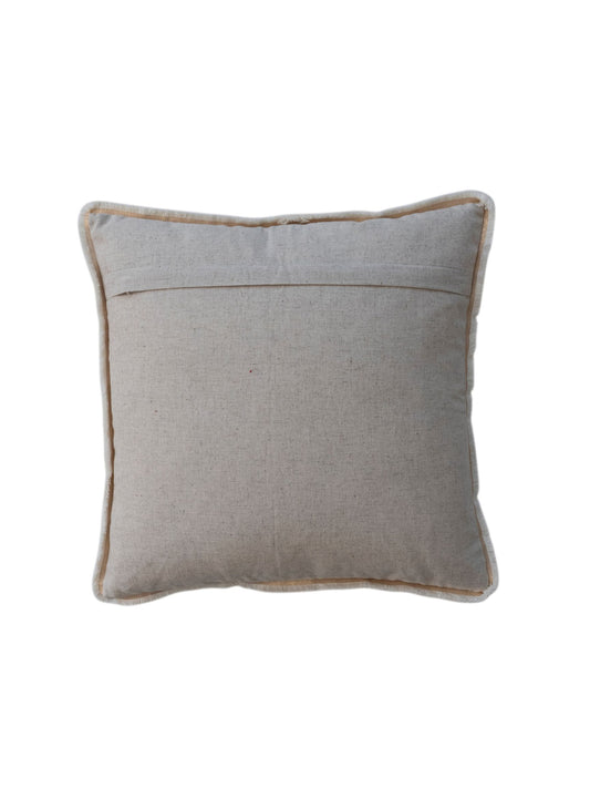 18" Square Stonewashed Cotton & Linen Pillow w/ Quilt Pattern