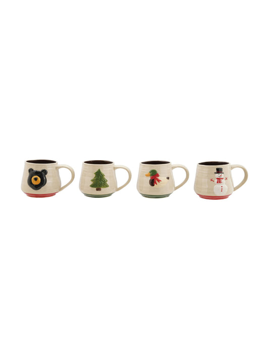 14 oz. Hand-Painted Stoneware Mug w/ Embossed Icon
