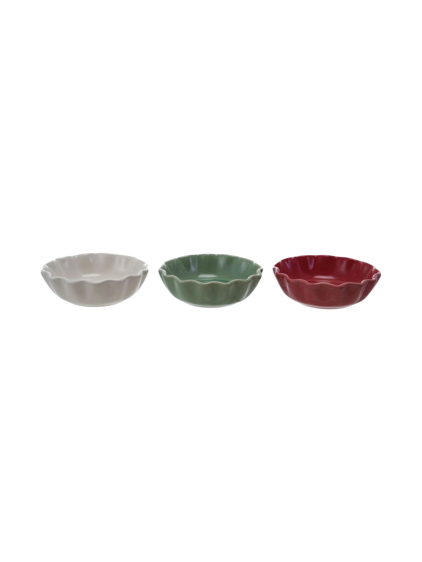 4" Round Stoneware Scalloped Bowl - Holiday