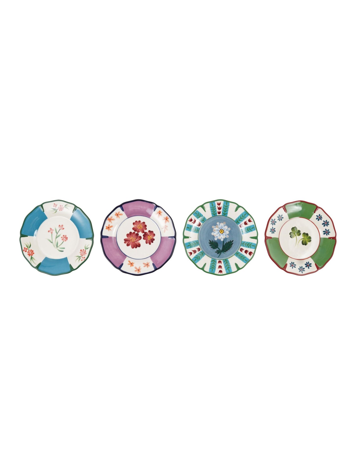 Hand-Painted Stoneware Scalloped Plate w/ Botanicals
