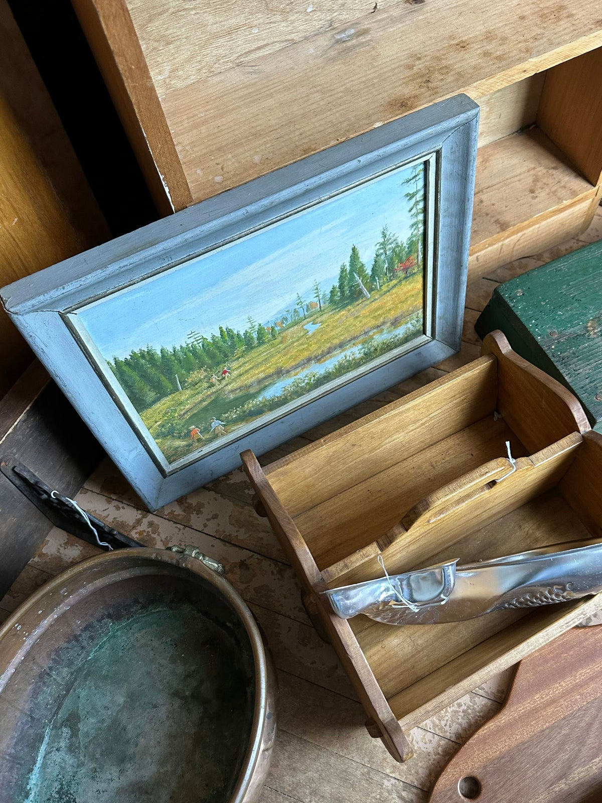 Vintage Marsh Landscape Oil Painting