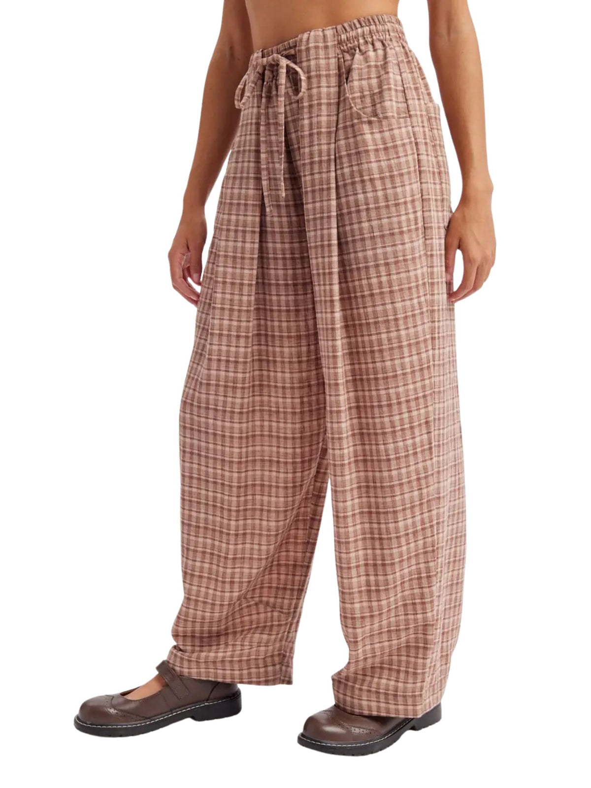 Plaid Wide Leg Soft Pleated Pants