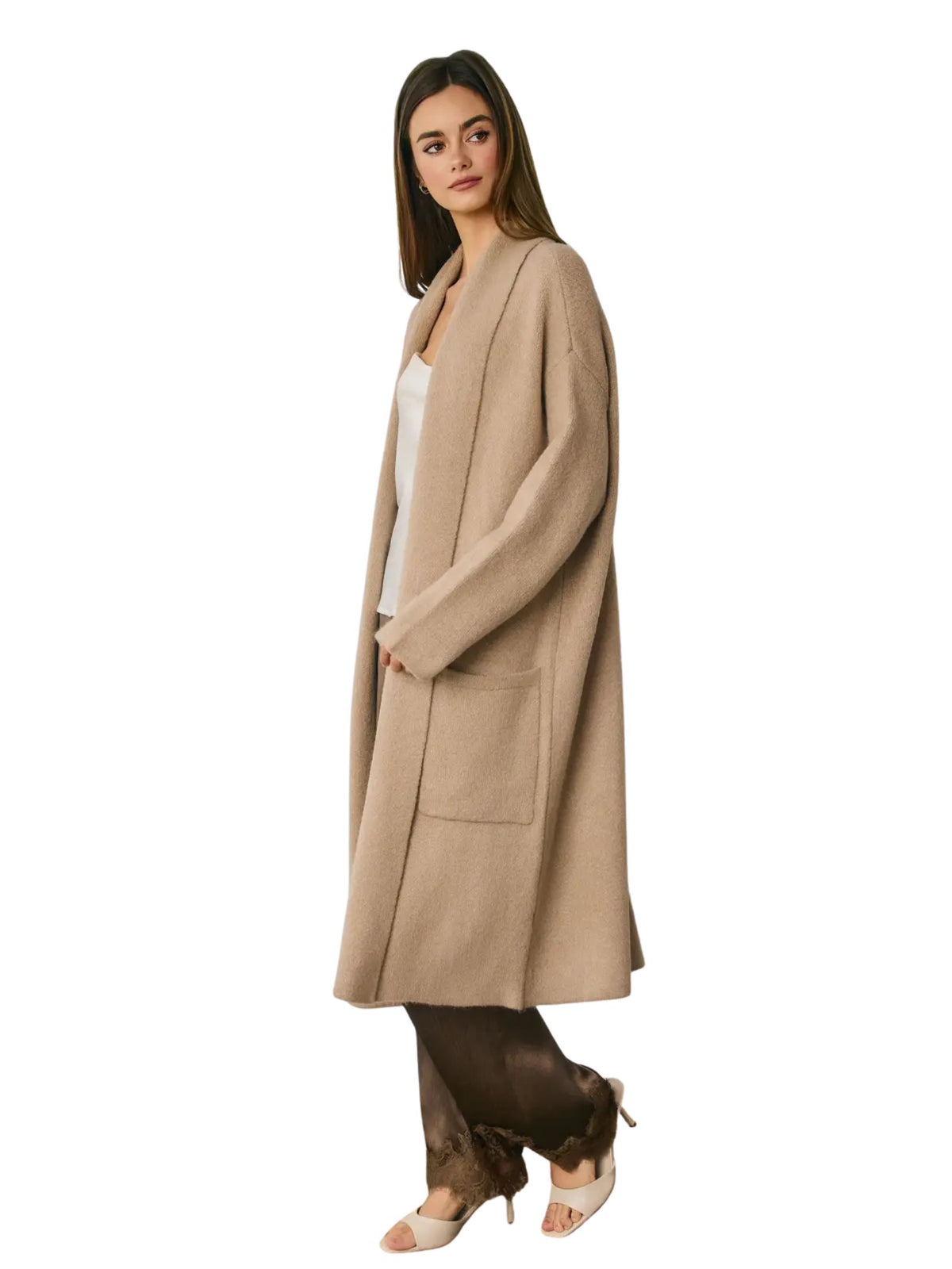 Relaxed Open Front Long Cardigan