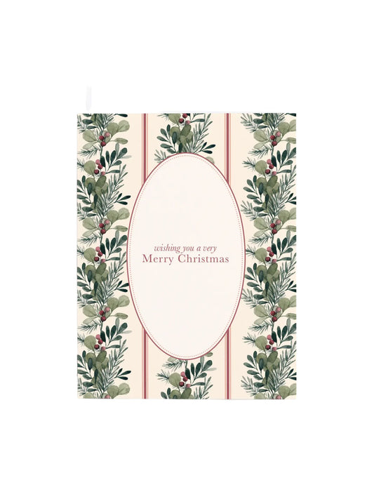 Watercolor Holiday Greenery Merry Christmas Card