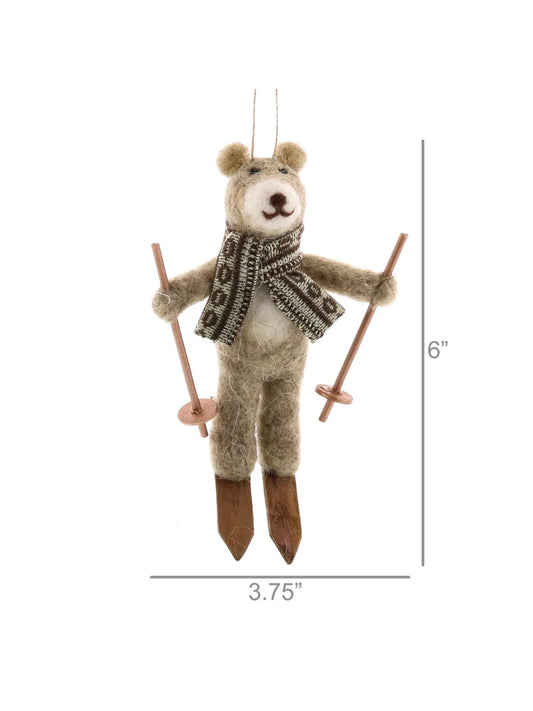 Felt Bear on Skis Ornament