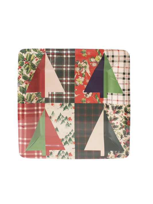 Christmas Patchwork Paper Plates