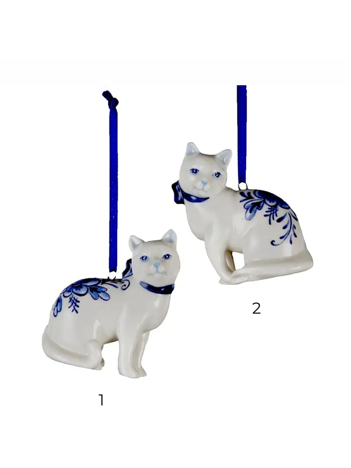 Delft Blue Cat Ornament