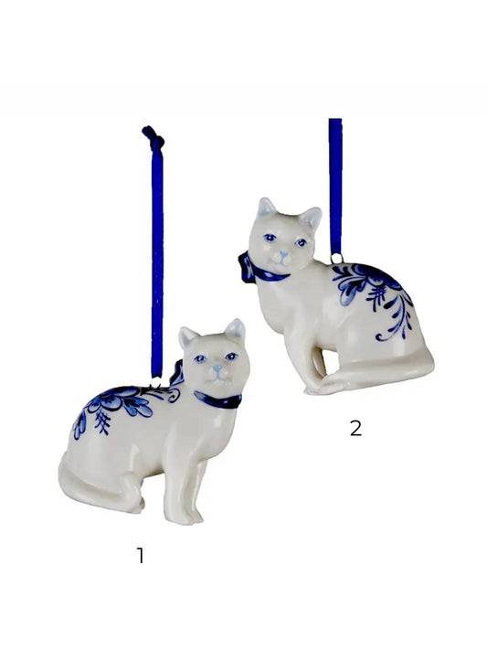 Delft Blue Cat Ornament