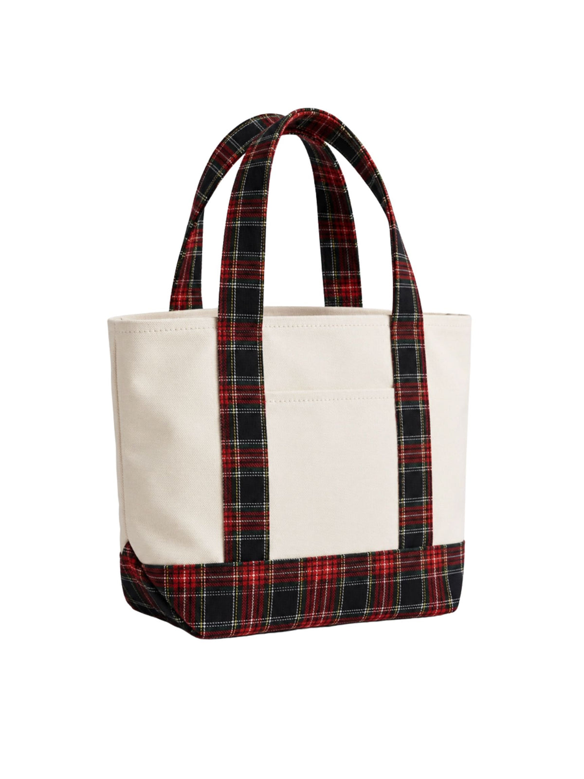 Tartan Detail Canvas Tote Bag