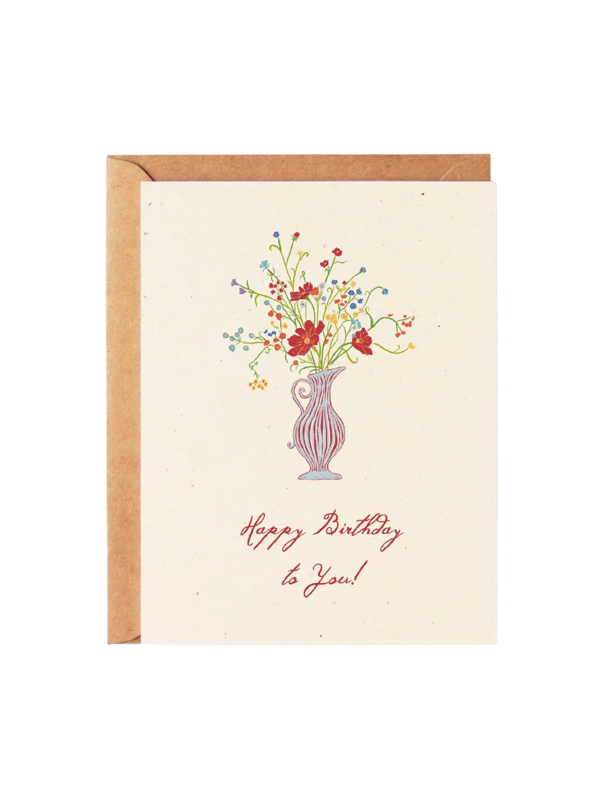 Happy Birthday To You - Striped Flower Vase Card