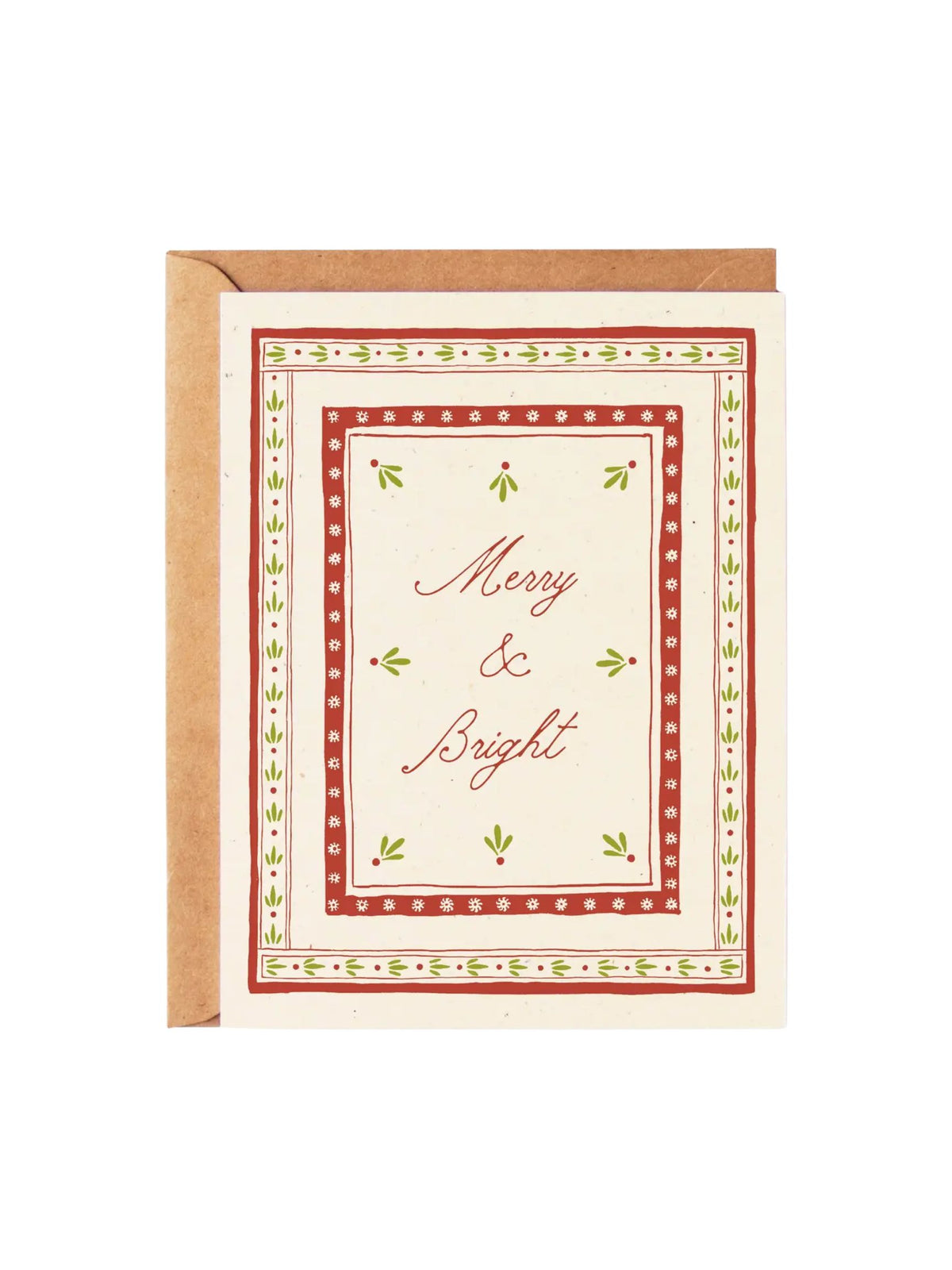 Merry & Bright - Folk Embroidery Inspired Holiday Card
