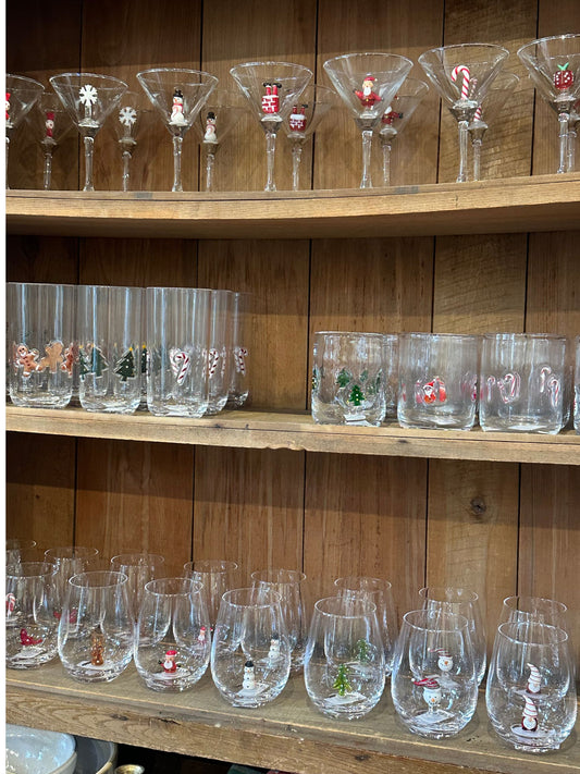 16 oz. Drinking Glass w/ Embedded Holiday Icon