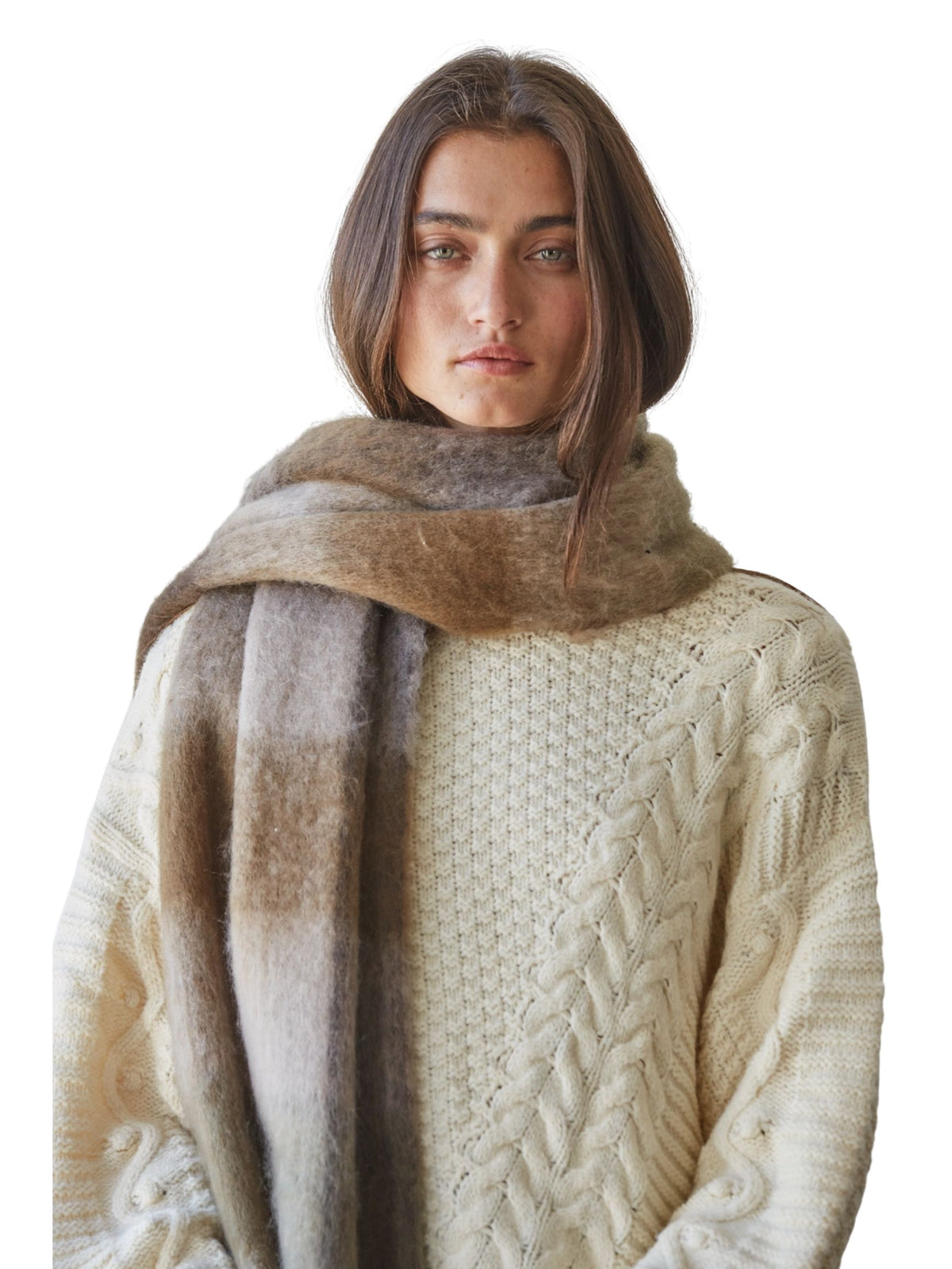 Knit Sweater Gingham Pattern Scarf