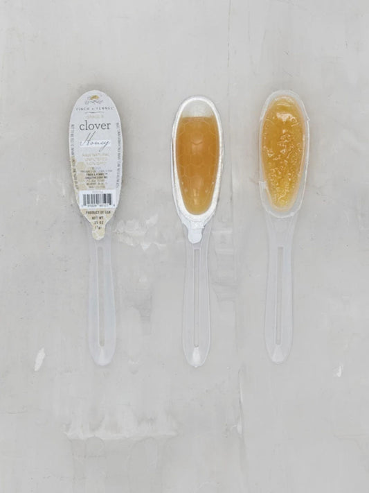.25 oz. Grade A Unfiltered Clover Honey Filled Single Use Spoons
