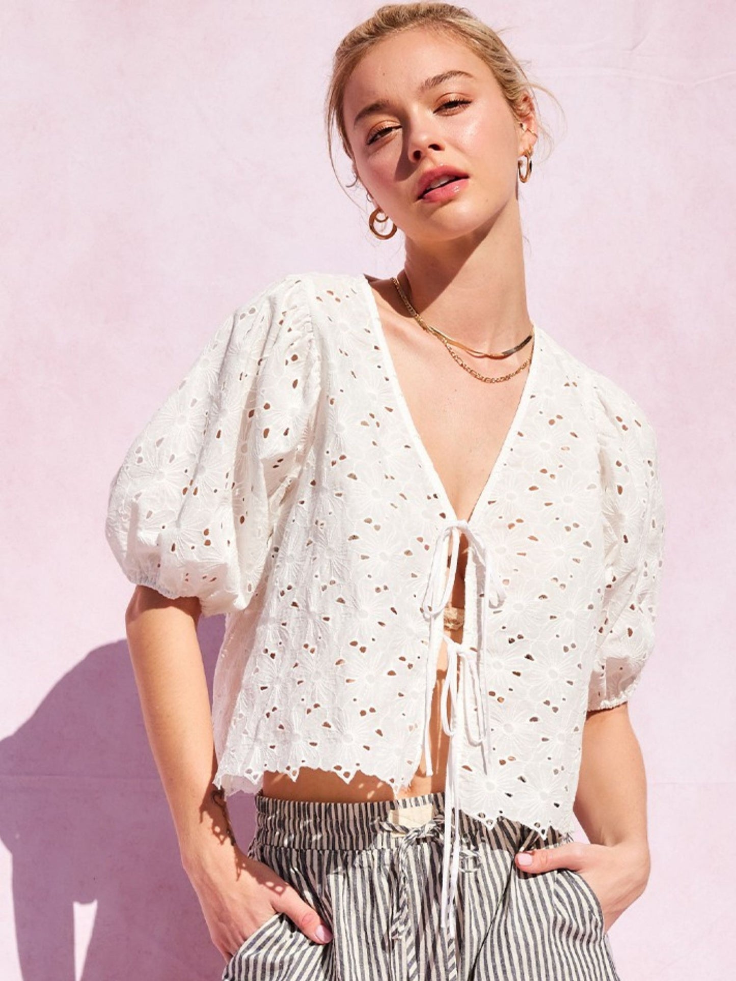 Miranda Cotton Eyelet Top
